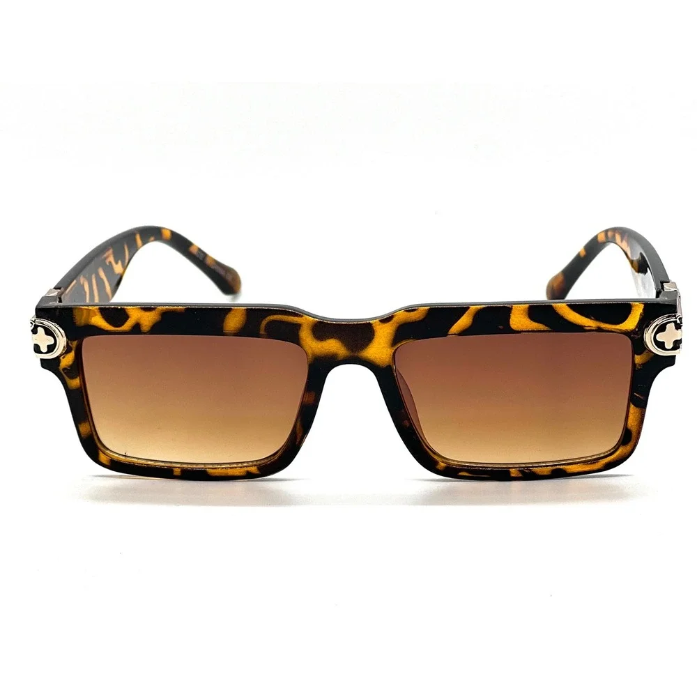 Men's Tortoise Shell Sunglasses Square Frame Gradient Brown Lenses Luxury‎ Style